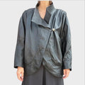 Giacca Vintage Anni '80 Donna - Vera Pelle Nera con Bottone Gioiello