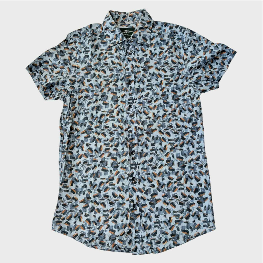 Rodd & Gunn Camicia Uomo XS - Stampa Pennellate Azzurro Blu Arancio