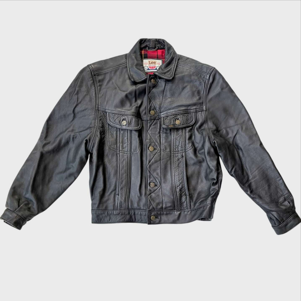 Lee Riders Giubbino Vintage Uomo in Vera Pelle con Fodera Scozzese – Taglia S