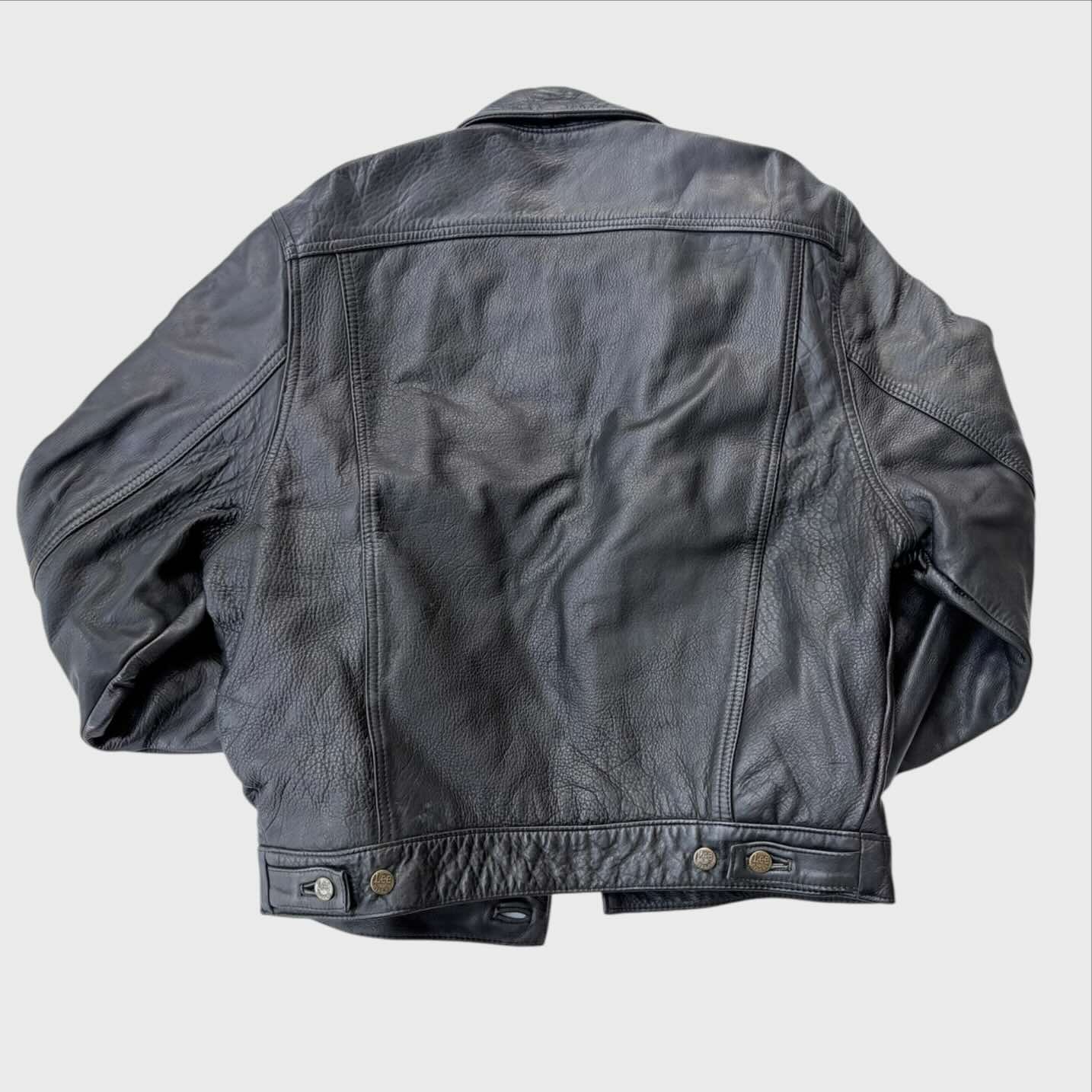 Parte dietro Lee Riders Giubbino Vintage Uomo in Vera Pelle con Fodera Scozzese – Taglia S