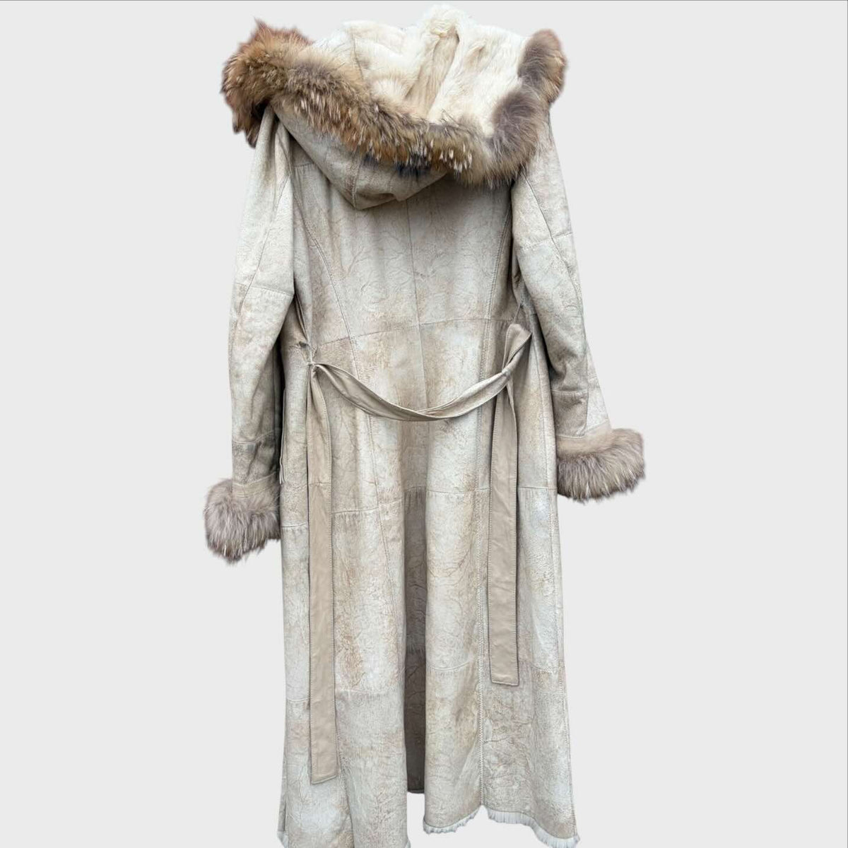 Dietro Intuition Paris Cappotto Vintage - Pelliccia Lapin Beige - Taglia 42