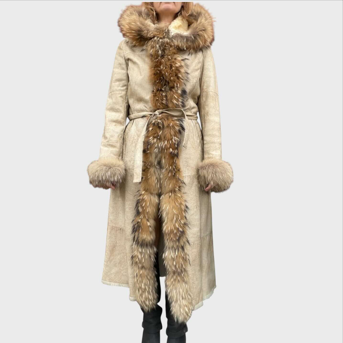 Intuition Paris Cappotto Vintage - Pelliccia Lapin Beige - Taglia 42