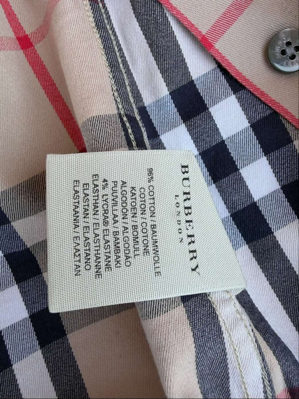 Etichetta interna Burberry camicia vintage scazzese