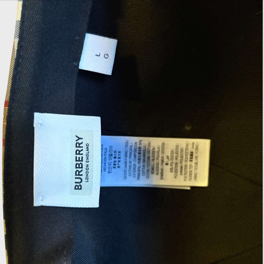 Etichetta interna Burberry Cappello Baseball Check Beige Uomo Donna