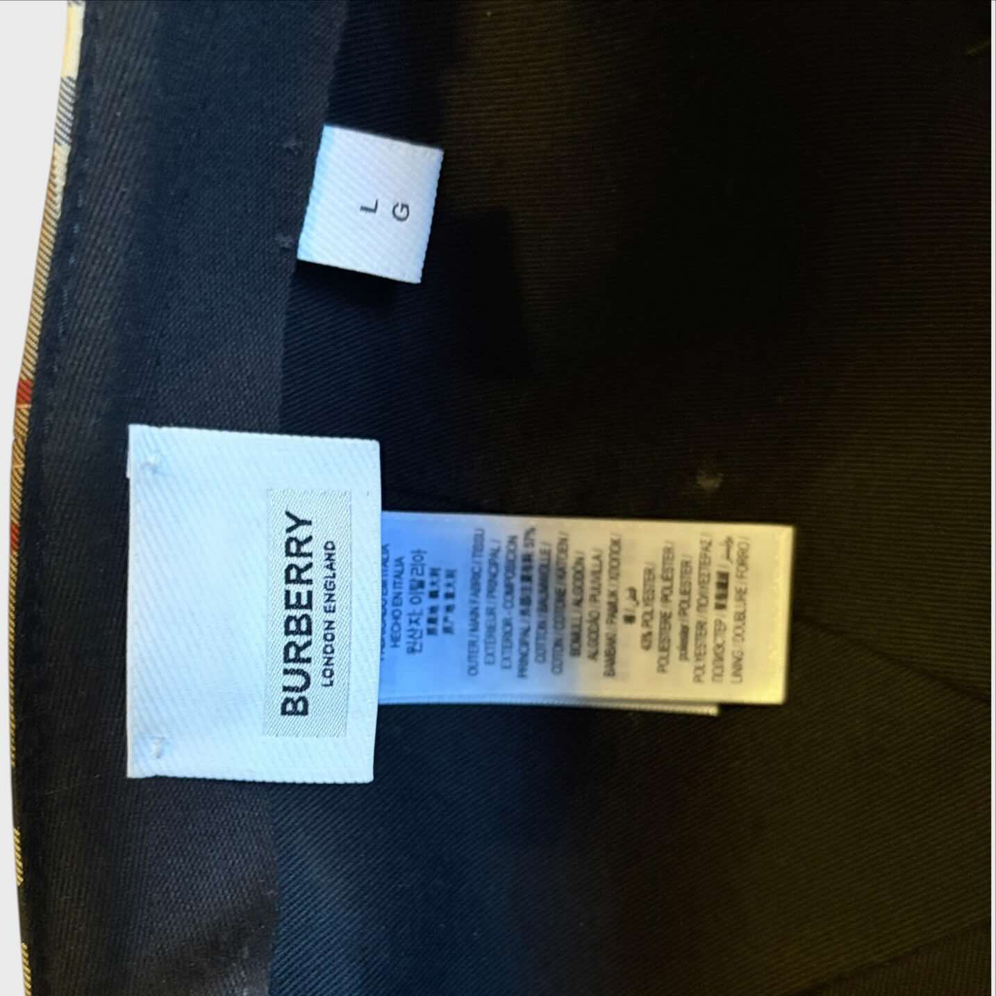 Etichetta interna Burberry Cappello Baseball Check Beige Uomo Donna