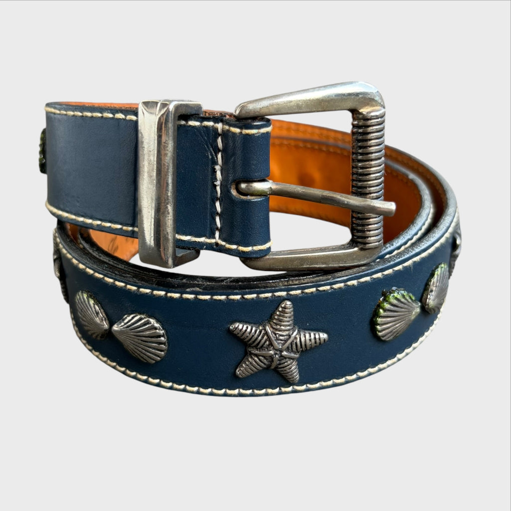 Les Copains Vintura Vintage Silver Line - Pelle Blu Navy con Borchie Marine