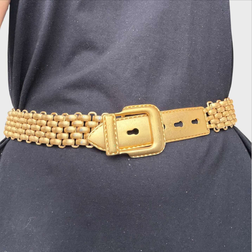 Cintura Dorata Vintage in Maglia di Metallo - Vintage anni 70