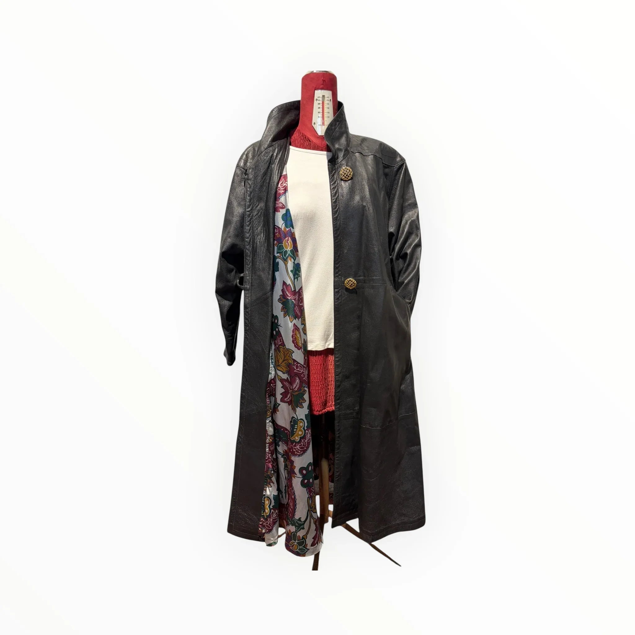 Cappotto vintage da donna pelle nera