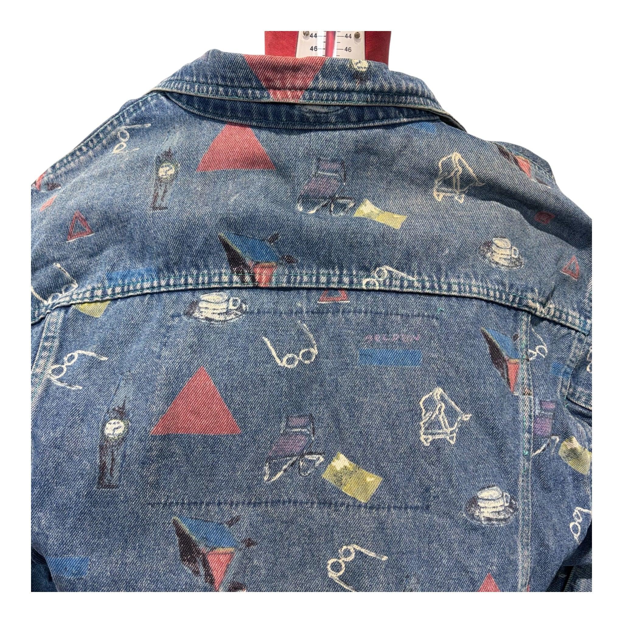 Giacca Vintage Uomo Naj Oleari in Denim Stampato – Anni ‘80/’90