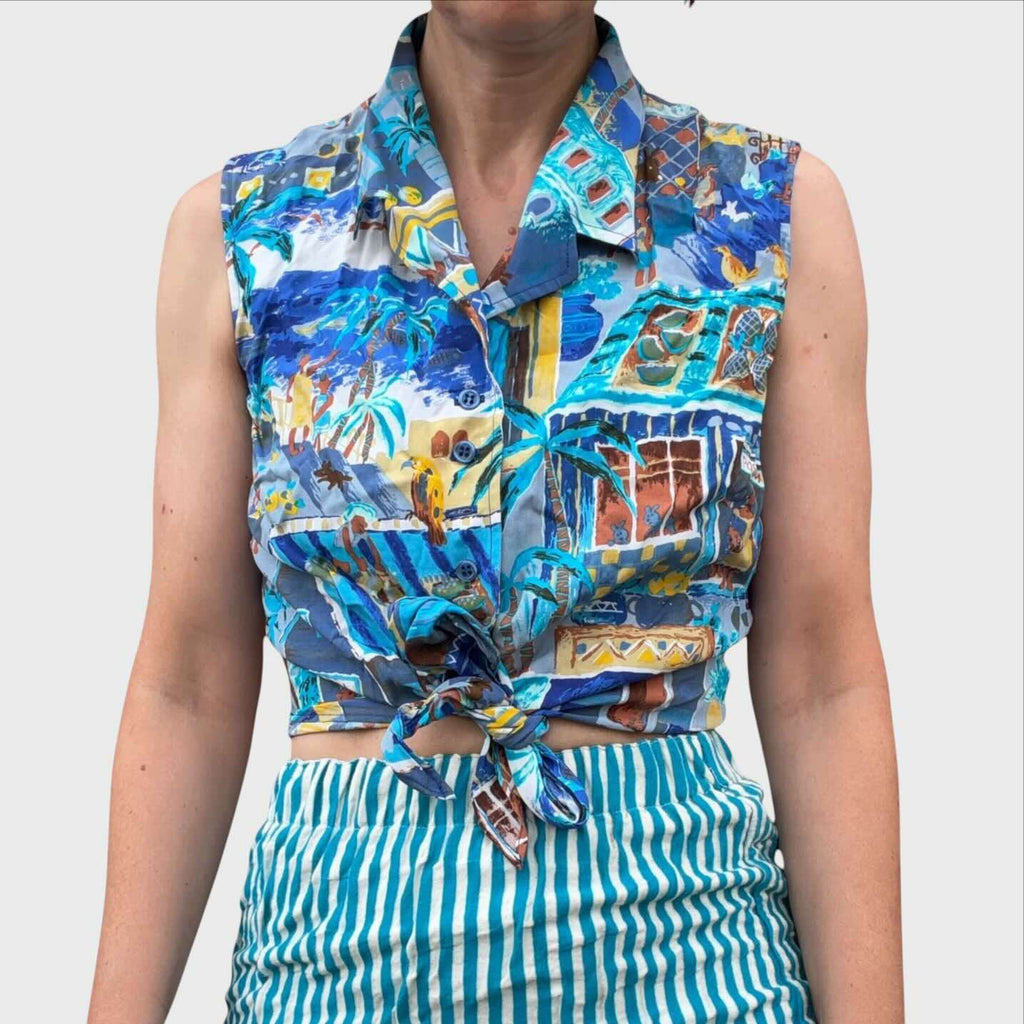 Kenzo Jungle camicia Vintage senza maniche stampata 