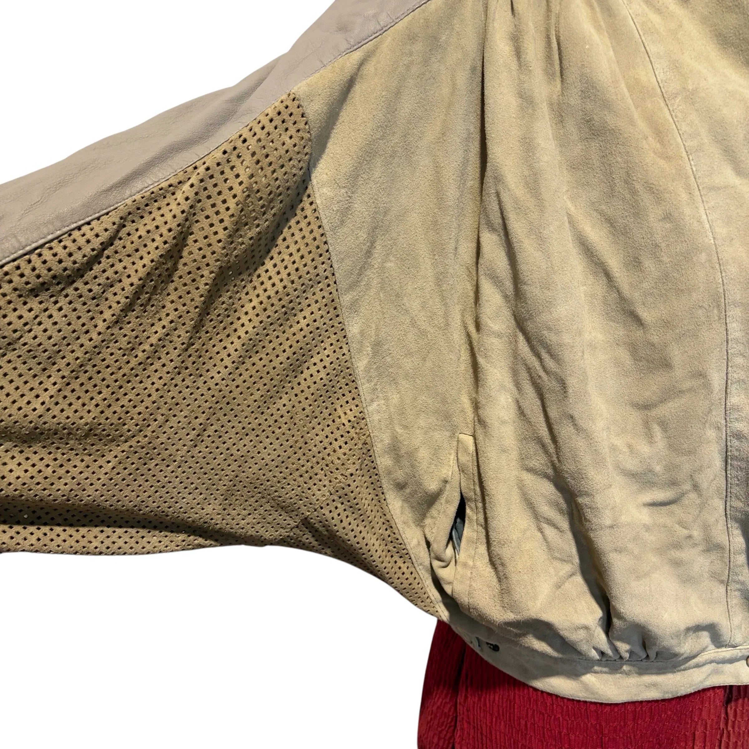 Blouson vintage années 80 en véritable cuir suédé beige