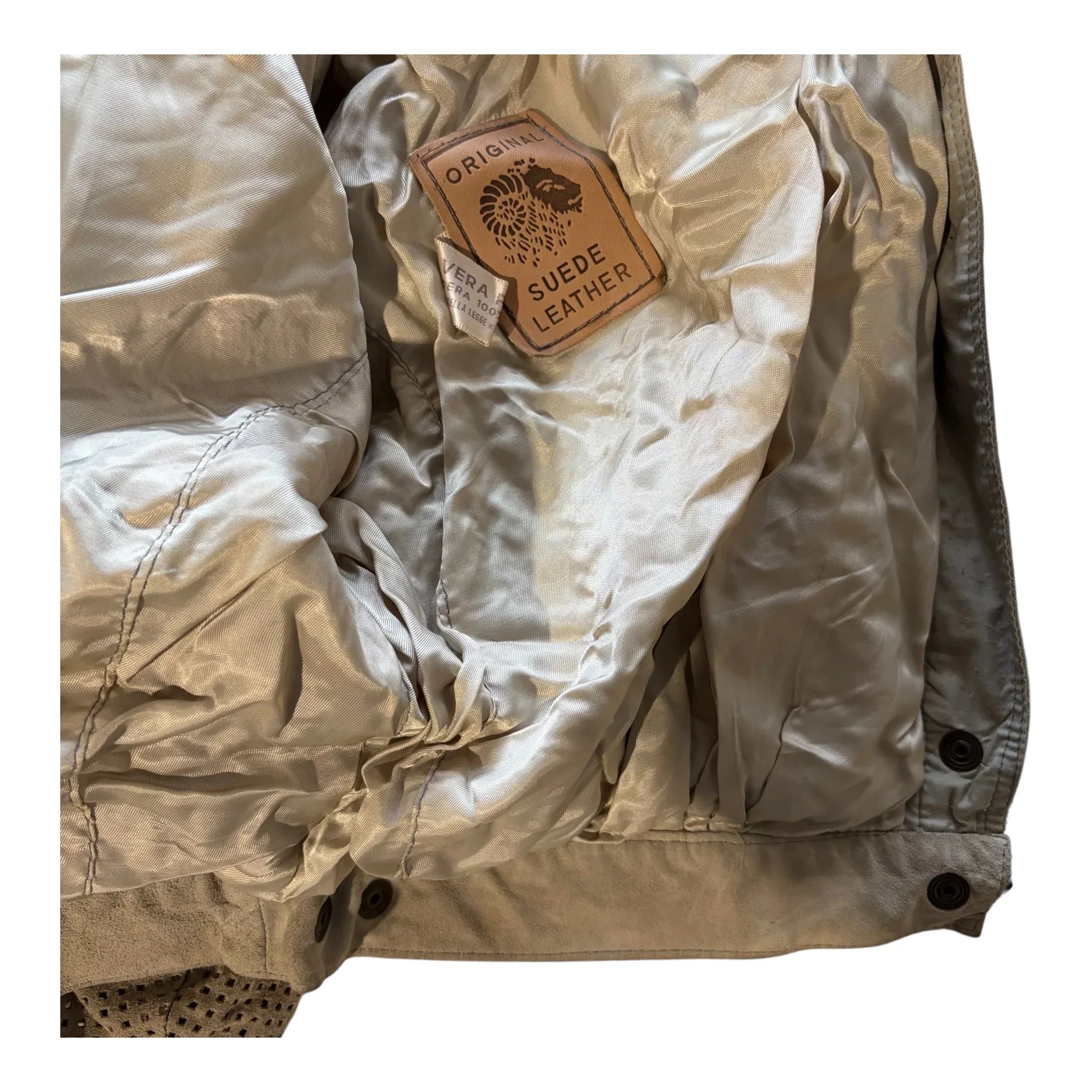 Blouson vintage années 80 en véritable cuir suédé beige