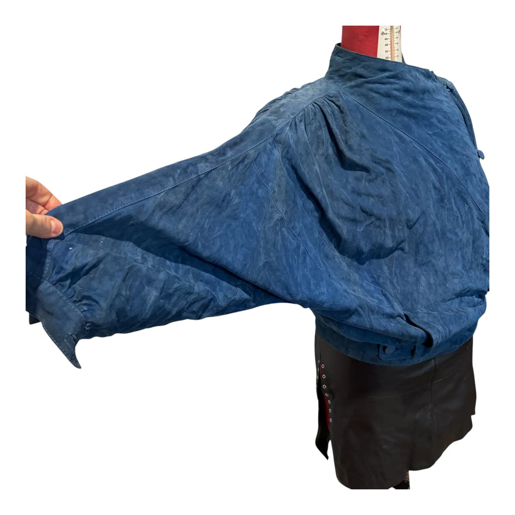 Dettaglio maniche Giubbino vintage anni 80 donna in vera pelle di camoscio taglia S