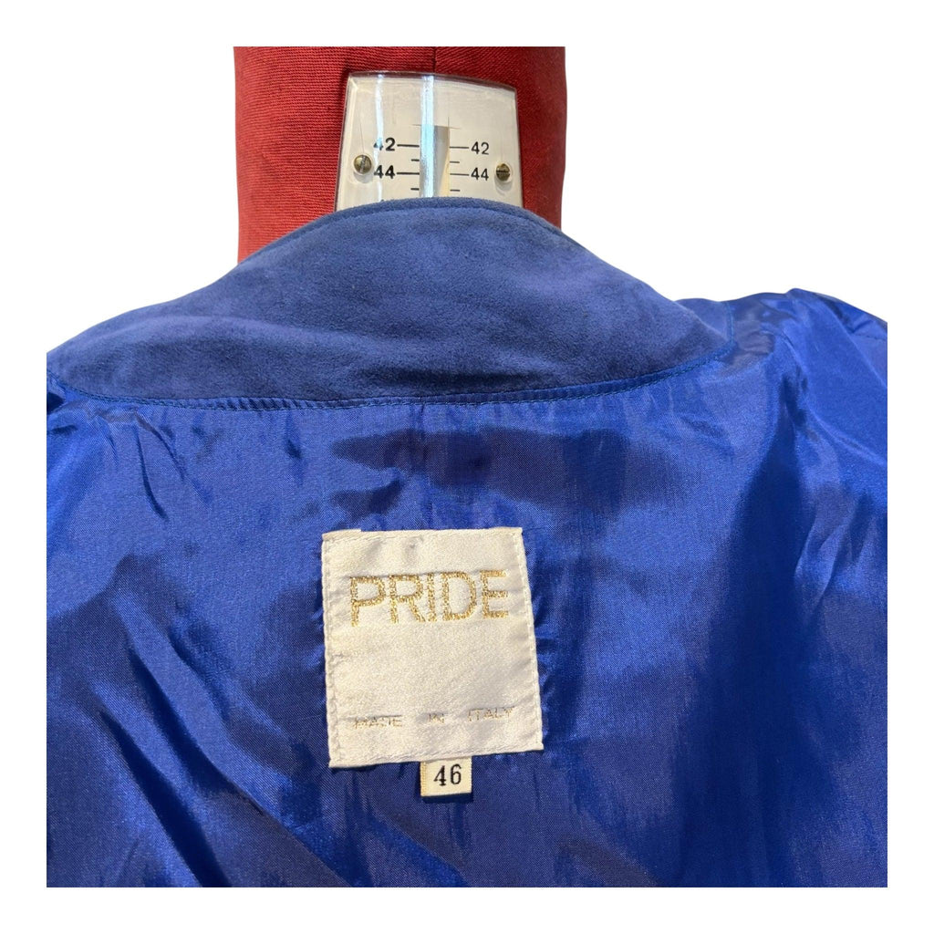 Giacca vintage firmata Pride in camoscio bluette