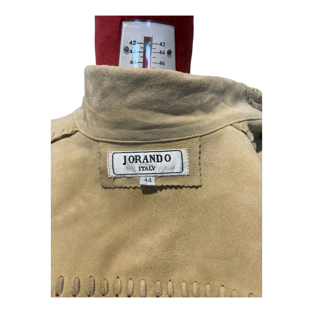 Jorando Completo vintage anni 80 vestito e giacca In pelle scamosciata beige