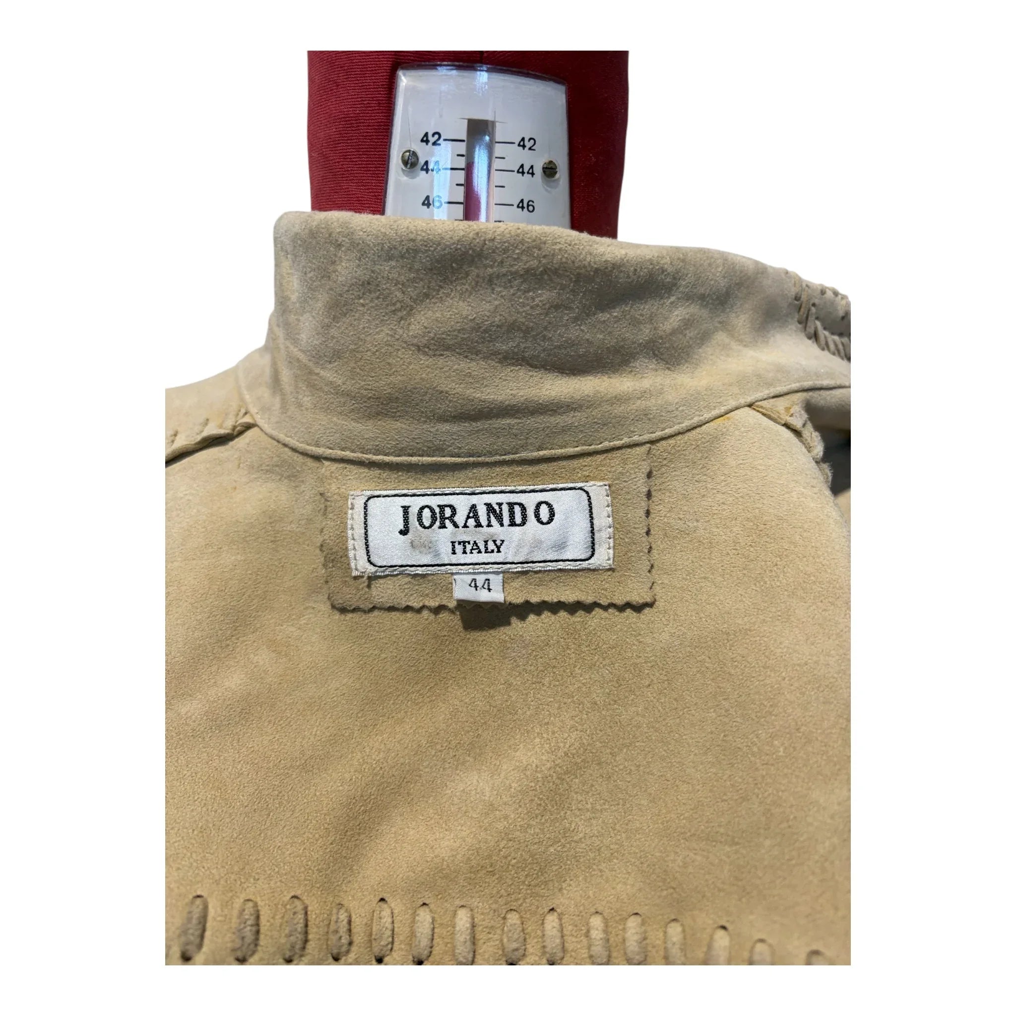 Completo vintage anni 80 vestito e giacca originale in pelle camoscio beige