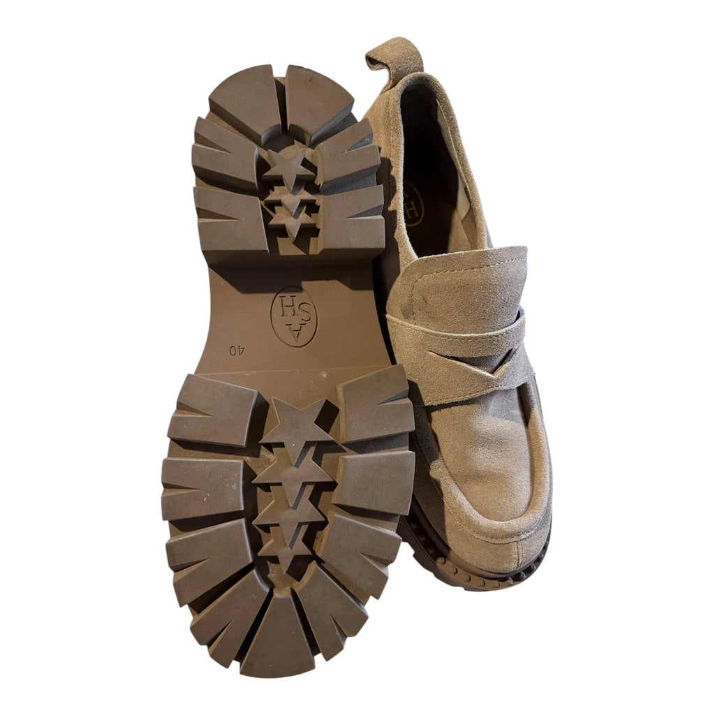 Mocassino Ash in camoscio beige con suola carrarmato