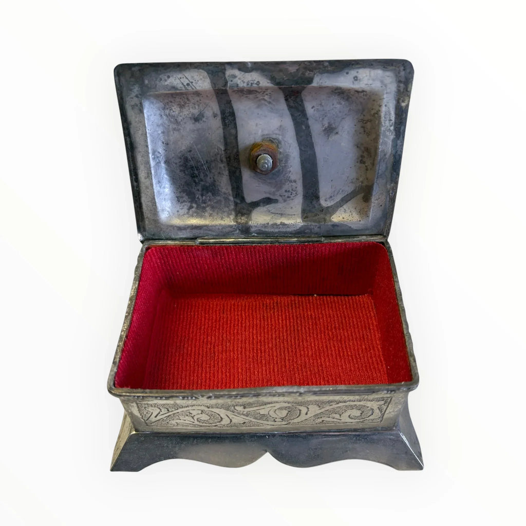 Antique box and metal jewelry holder