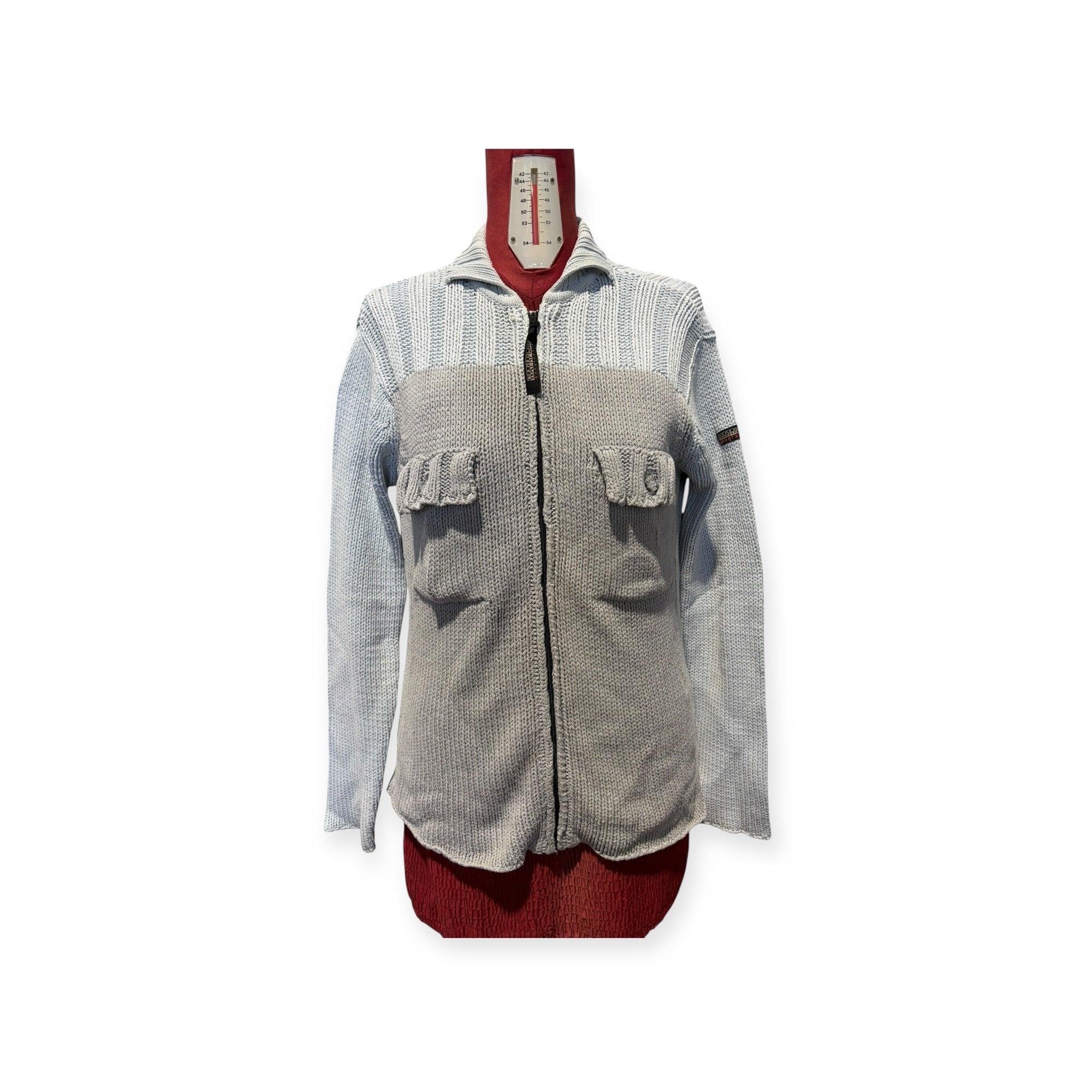 Maglione con zip da uomo vintage  Napapijri colore azzurro taglia S
