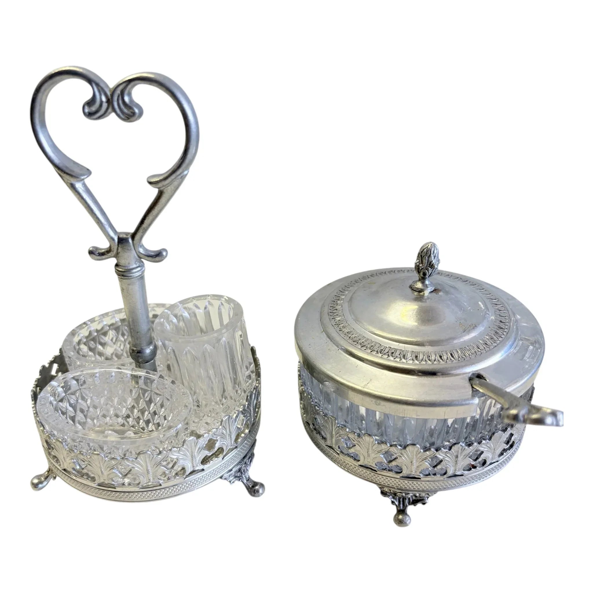 Set da condimento d’epoca peltro Delfi 95% - Cruet set vittoriano