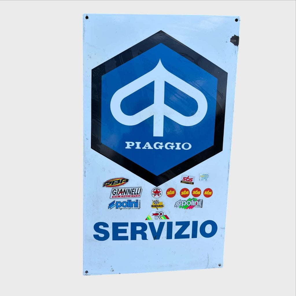 Piaggio Servizio Insegna Vintage Metallo Smaltato