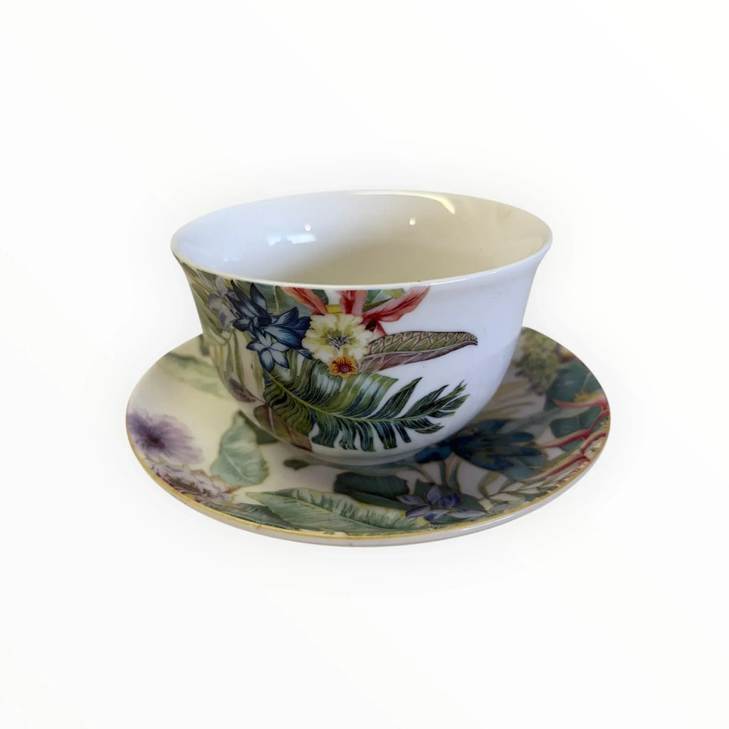 Tazza da tea vintage summer river con fiori
